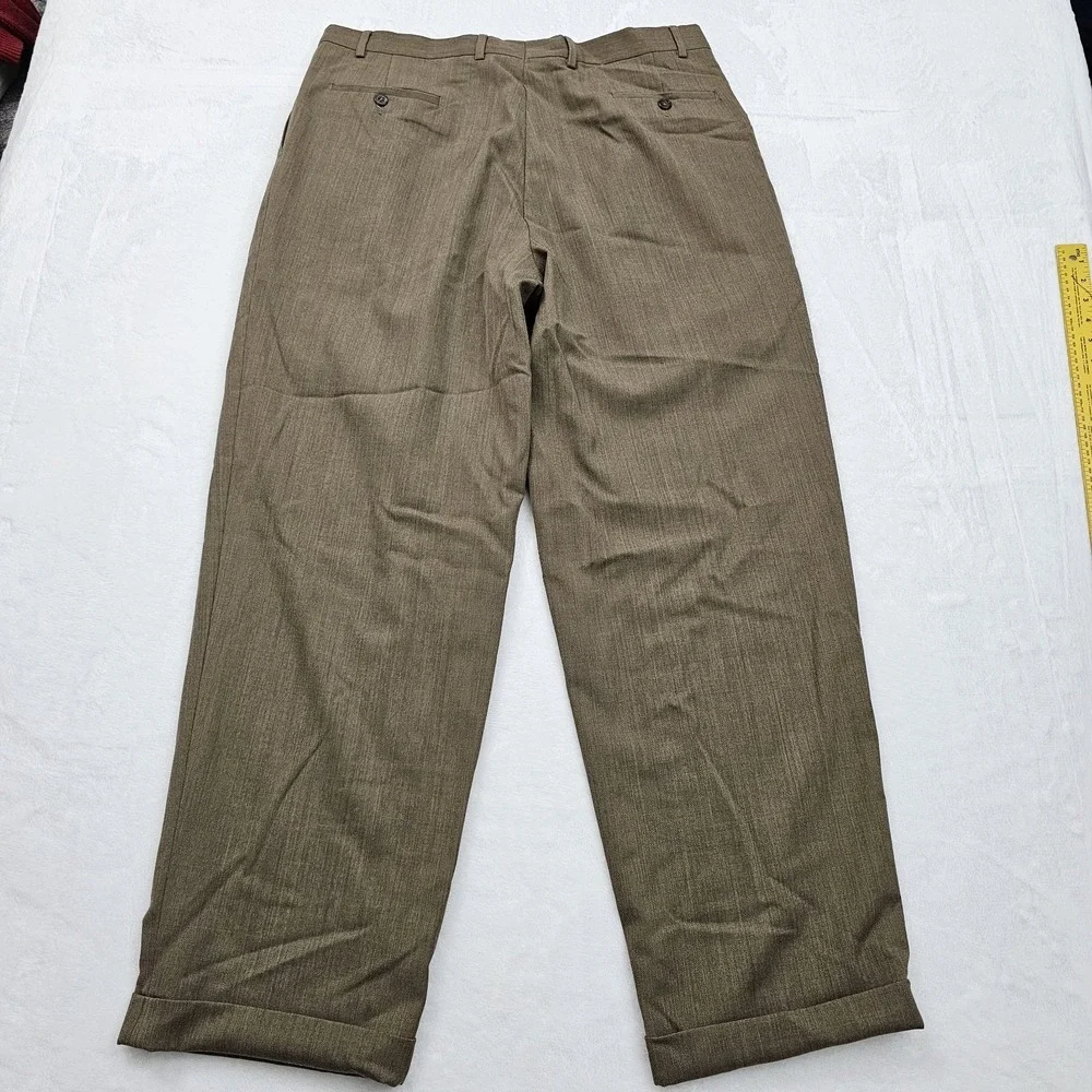 Pronto Uomo Men 38 Pleated Cuffed Hem Brown Slacks Trouser Pants Preppy Classic‎